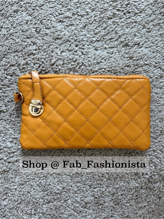 Handbags - Quilted Mustard Wristlet Clutch